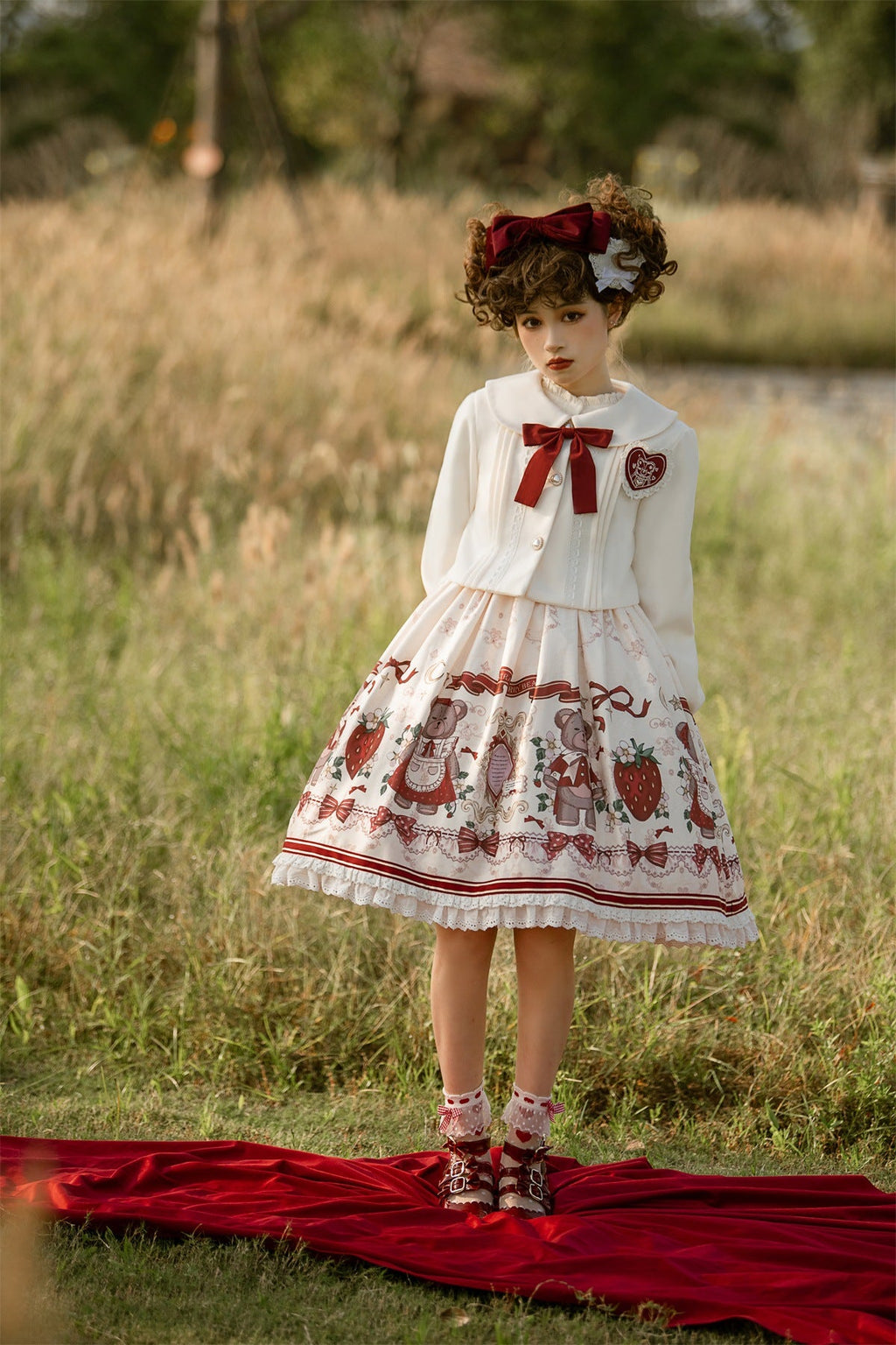 Christmas New Year Winter Lolita JSK Coat Set - image 10