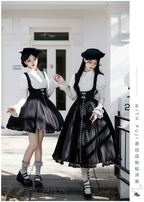 Monochrome Sonata - Classic Lolita Bust-supporting JSK Set, Piano Inspired - image 4