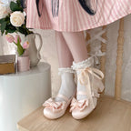 Sissi Satin Bow Sweet Lolita Low Heels - image 1