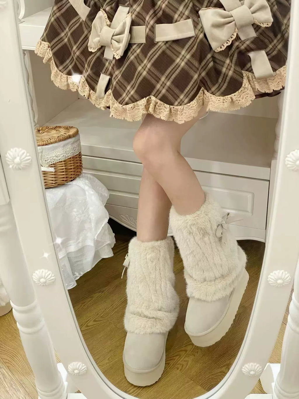 Winter Love Song - Winter Lolita Mid-Calf Boots Plush Snow Boots Thick Sole - image 4