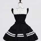 Lily Doll - Gothic Lolita Black White Contrast JSK Dress with Ruffles and Accessories - image 4
