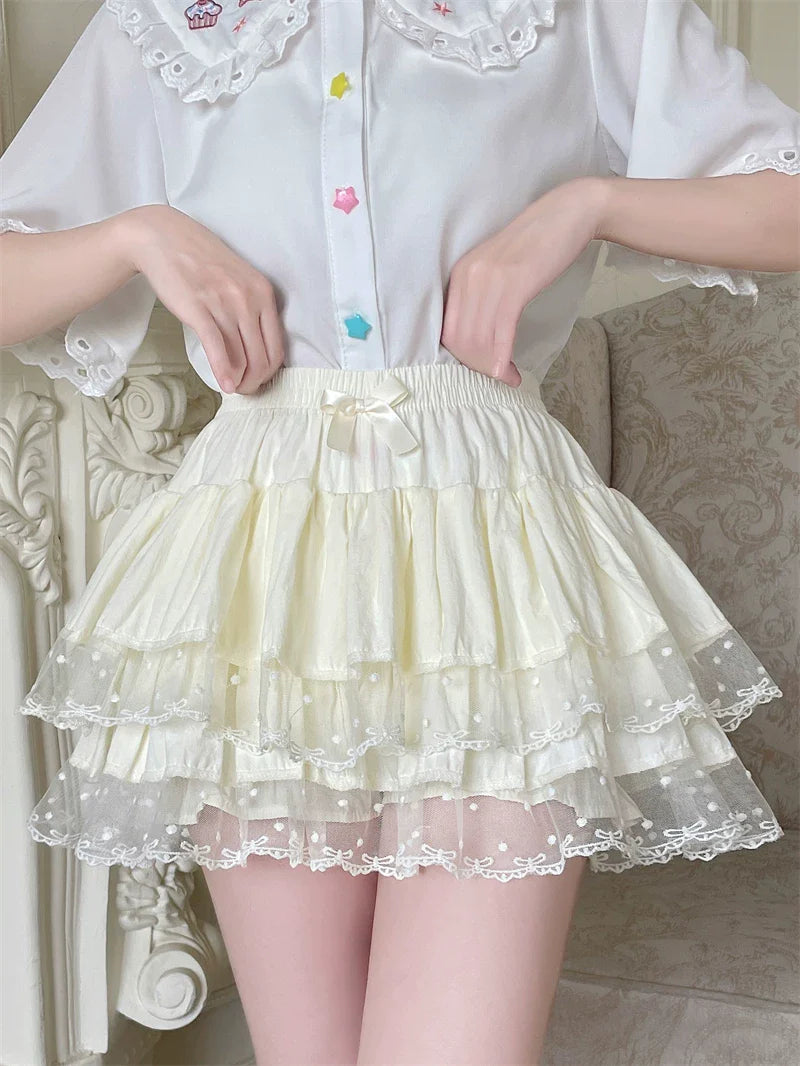 Sweet Lolita Cotton Bloomers, Lace Polka Dot Hem - image 1