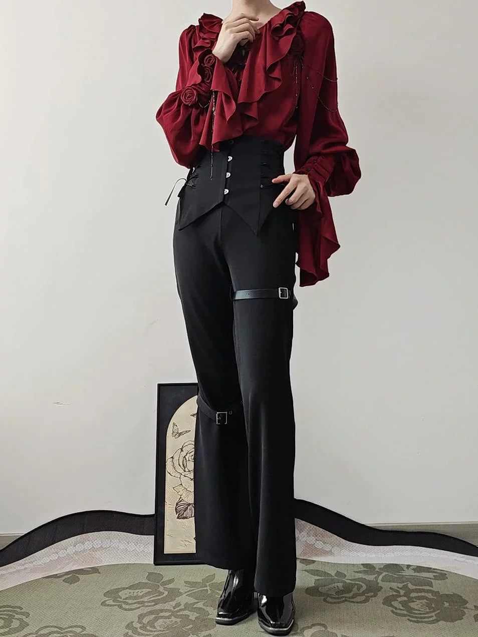 Ouji Lolita V-Line Backless Blouse & Slight Flare Pants - image 18