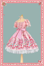 Strawberry Chef - Printed Old School Lolita OP and Accessories - image 2