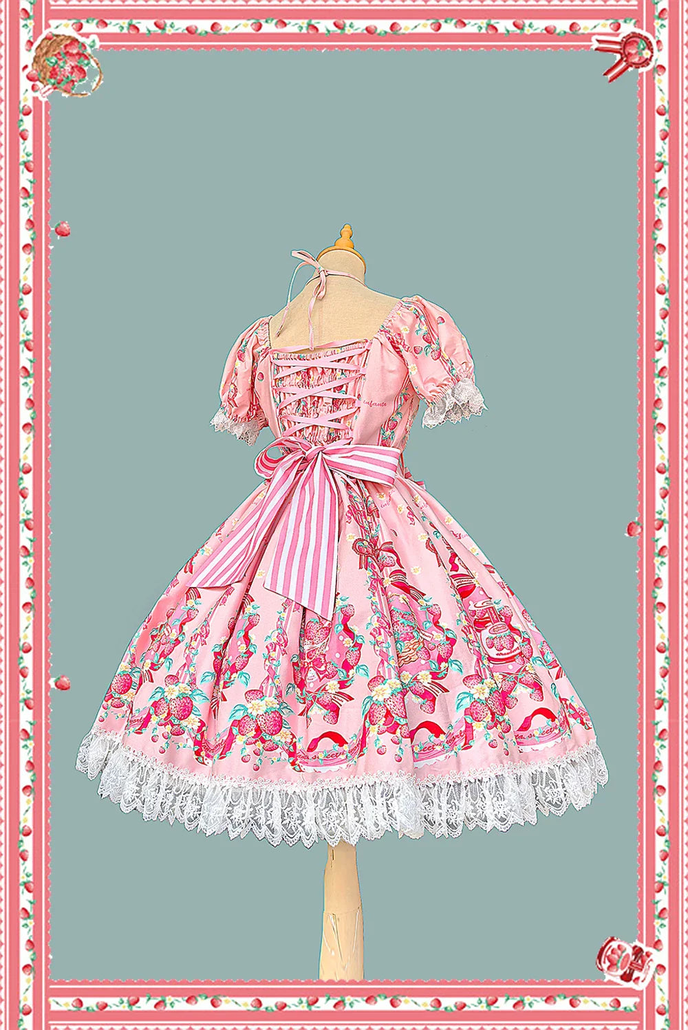 Strawberry Chef - Printed Old School Lolita OP and Accessories - image 2