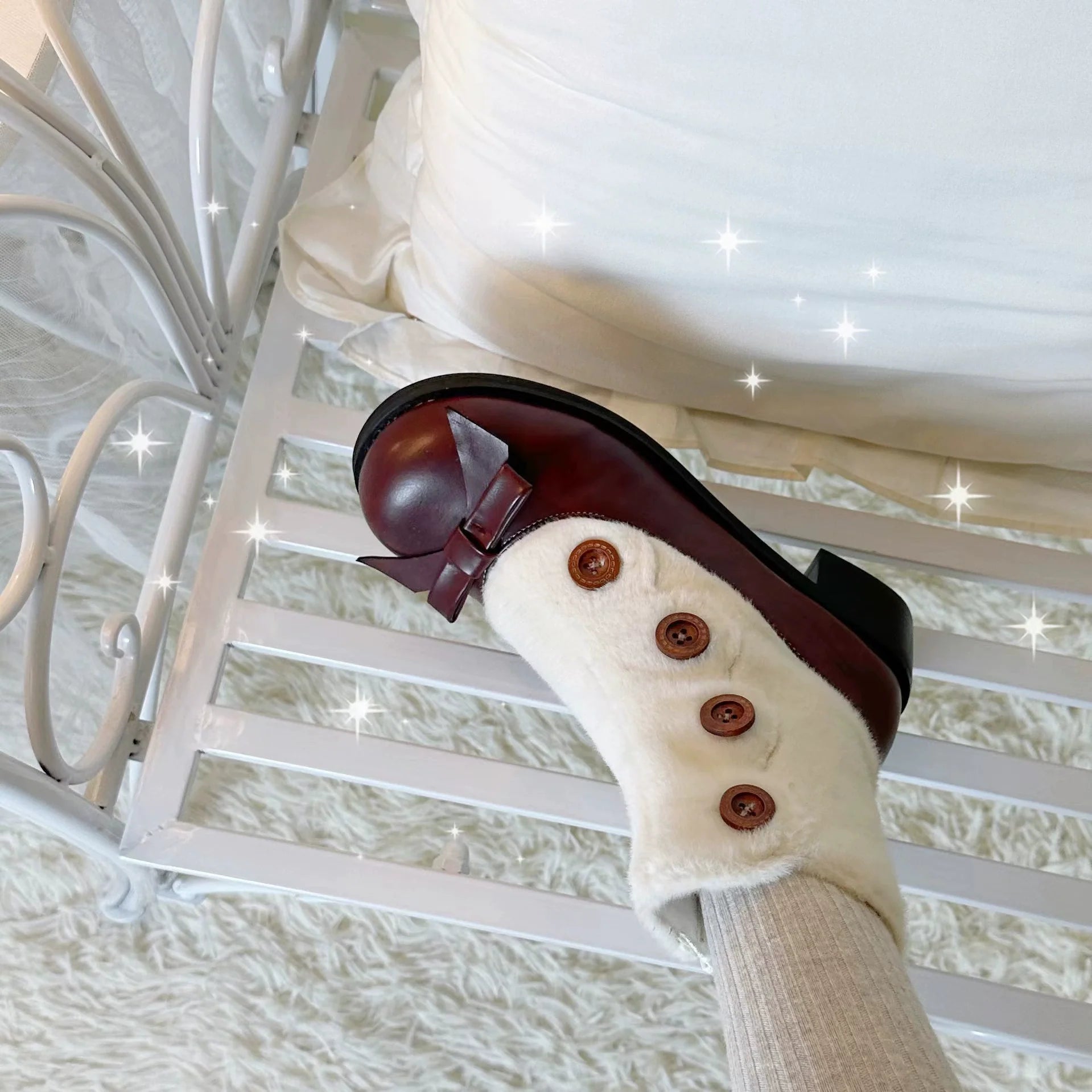 Winter Lolita Boots Fur Mary Jane Lolita Low Heel Shoes - image 26