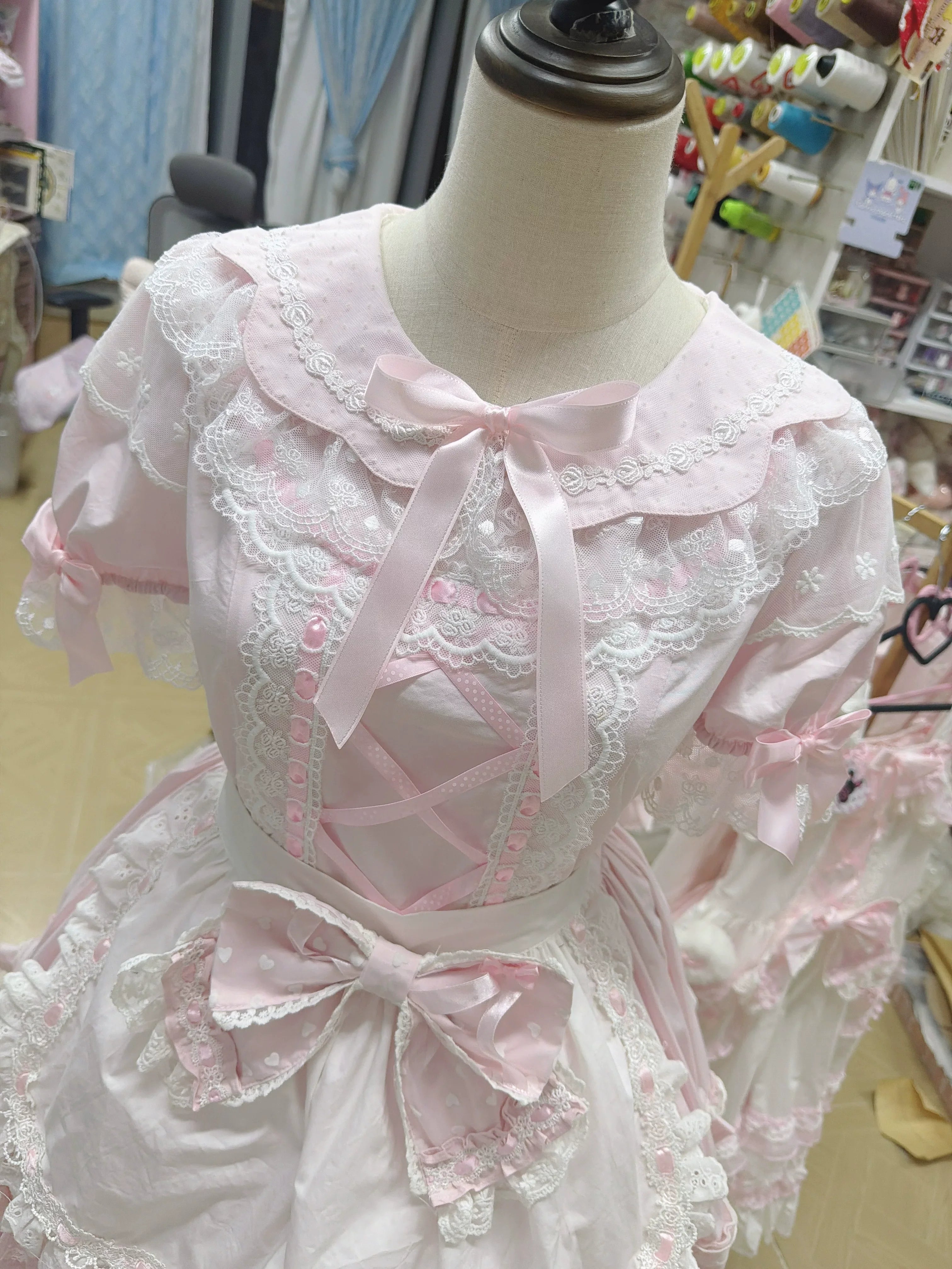 Petal Pastry Chef - Old School Lolita OP Dress with Back Rabbit Ear and Accessories - image 8