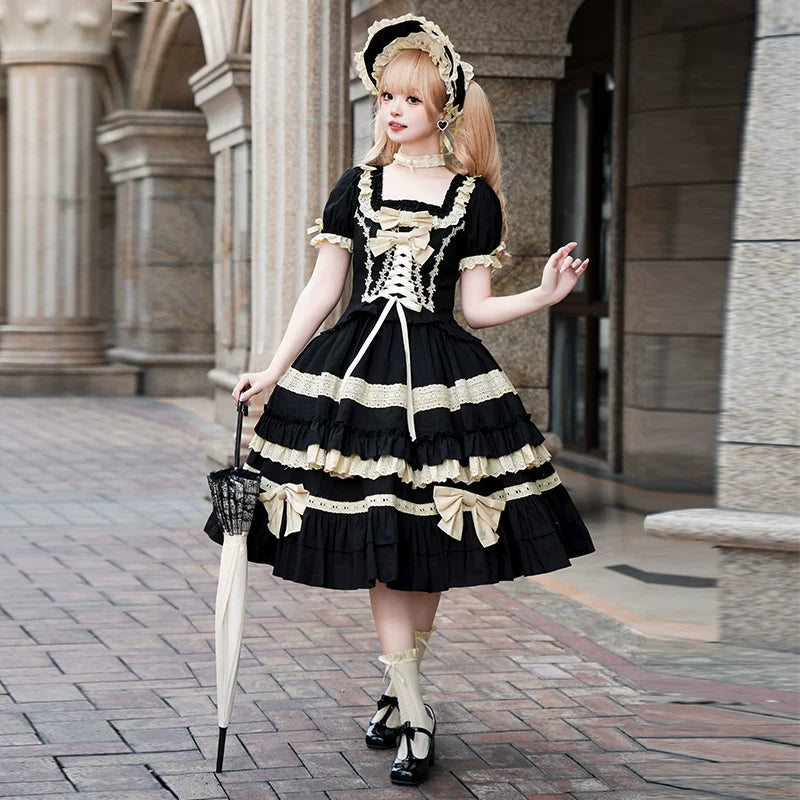 Classic Black Lolita OP Dress, Petticoat and Accessories - image 15