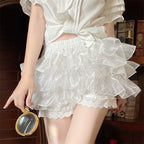 Cotton Lolita Bloomers, Ruffled Hem Cake Safety Shorts - image 2