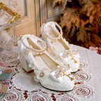 Wedding Lolita Floral Pointed Toe Heels - image 1