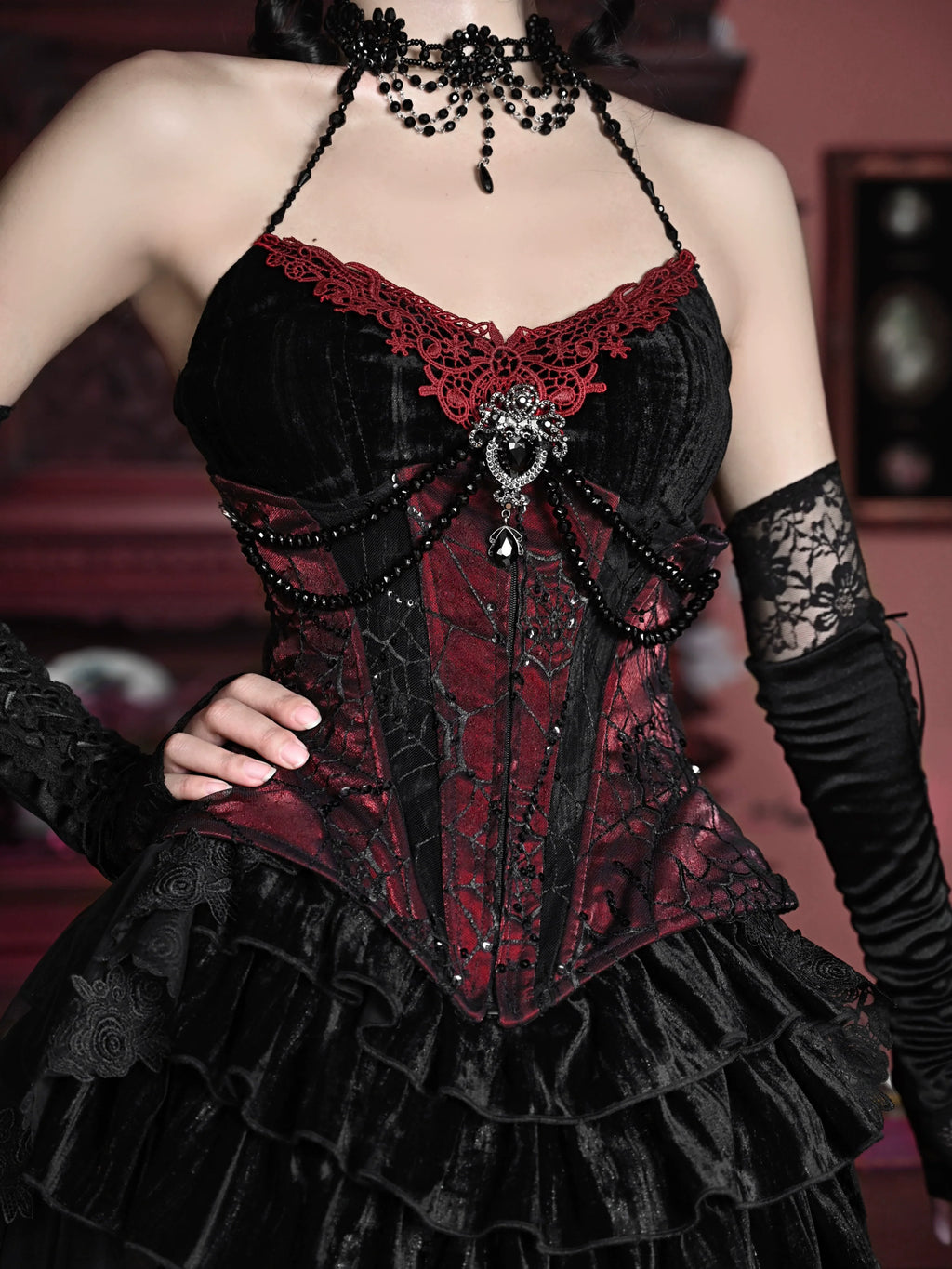 Duchess - Velvet Gothic Lolita Dress, Corset & Skirt - image 20
