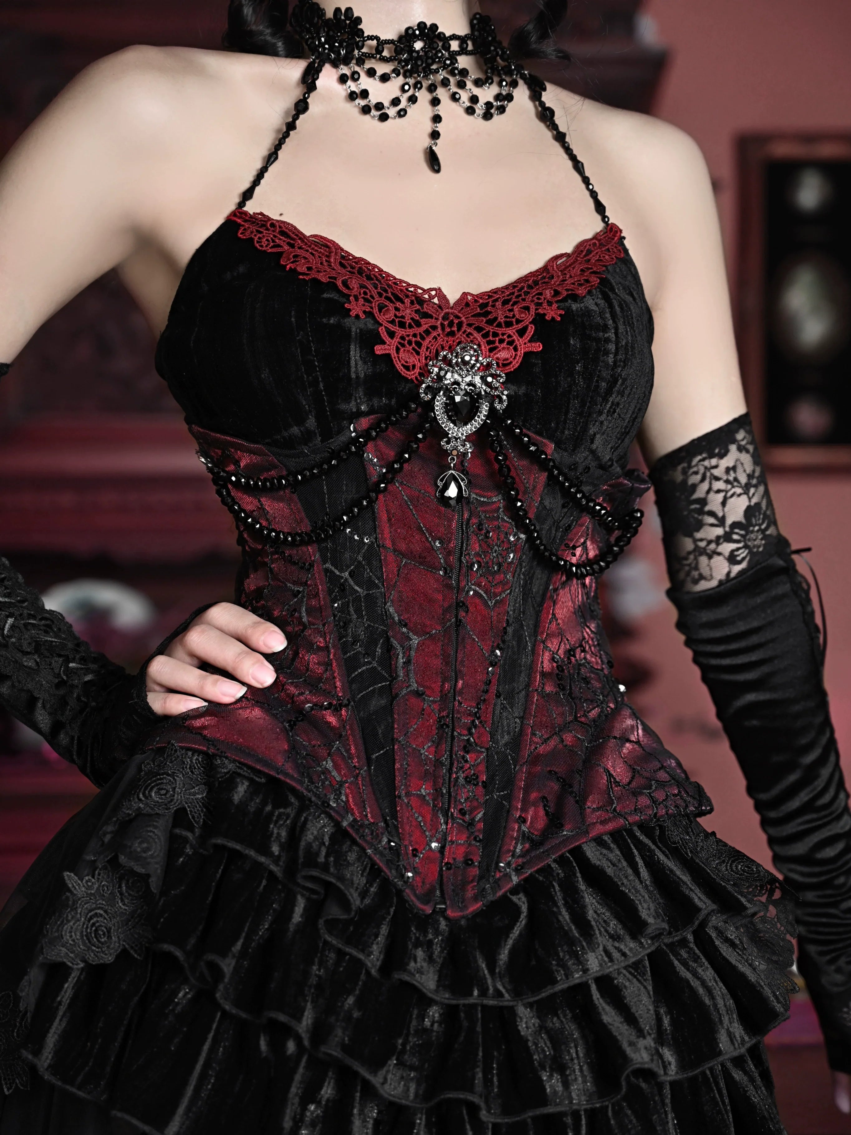 Duchess - Velvet Gothic Lolita Dress, Corset & Skirt - image 20