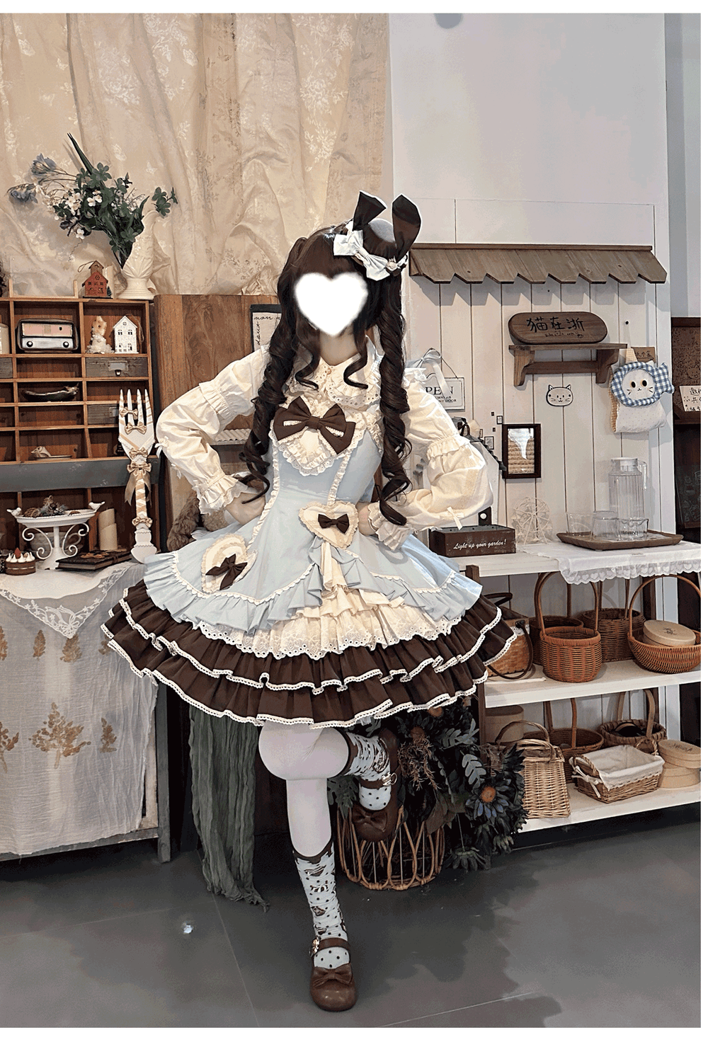 Cream Bud - Tiered Hem Old School Lolita JSK, Side Opening - image 19