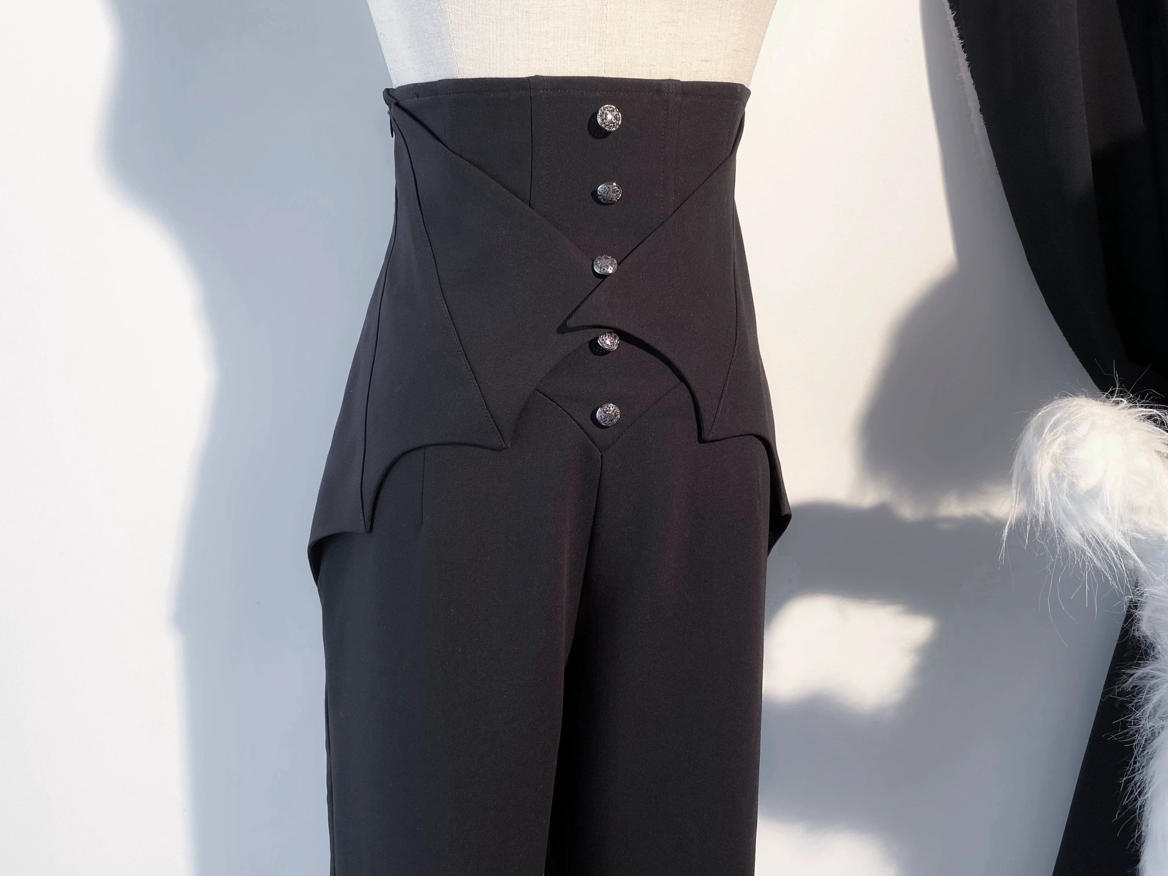 Earl of Drooping Wings - Ouji Lolita Flared Pants, Batwing Decoration - image 4