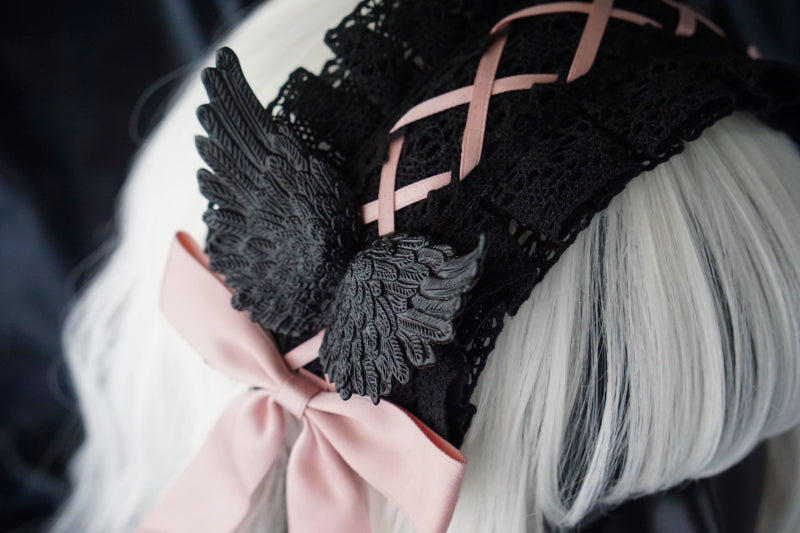 Black Wings Halloween Goth Lolita Hairband - image 22