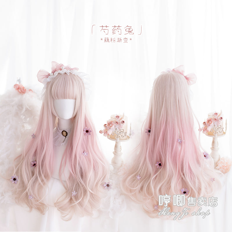 Peony Rabbit - 75cm Long Curly Pink Princess Wig - image 3