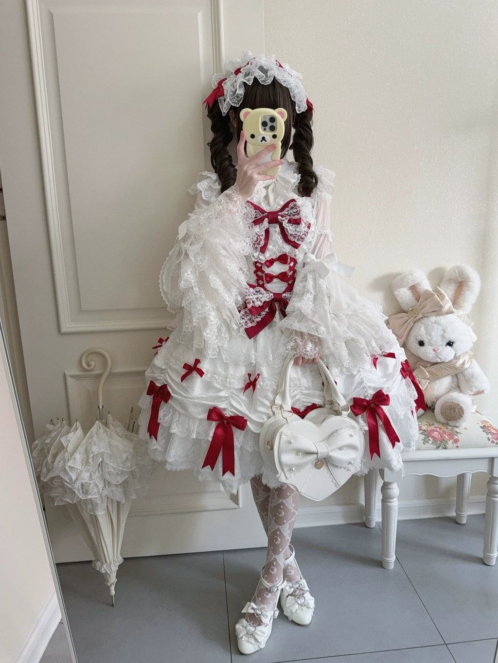 Satin Gift Box - Sweet Lolita JSK Dress, Bows and Layered Lace - image 16