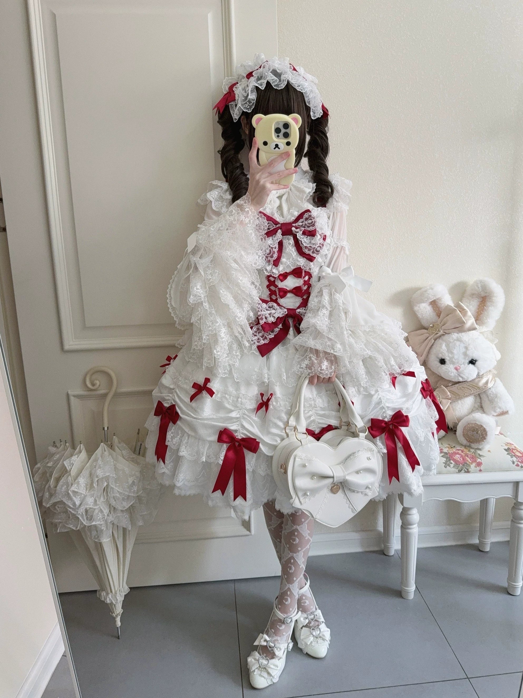 Satin Gift Box - Sweet Lolita JSK Dress, Bows and Layered Lace - image 16