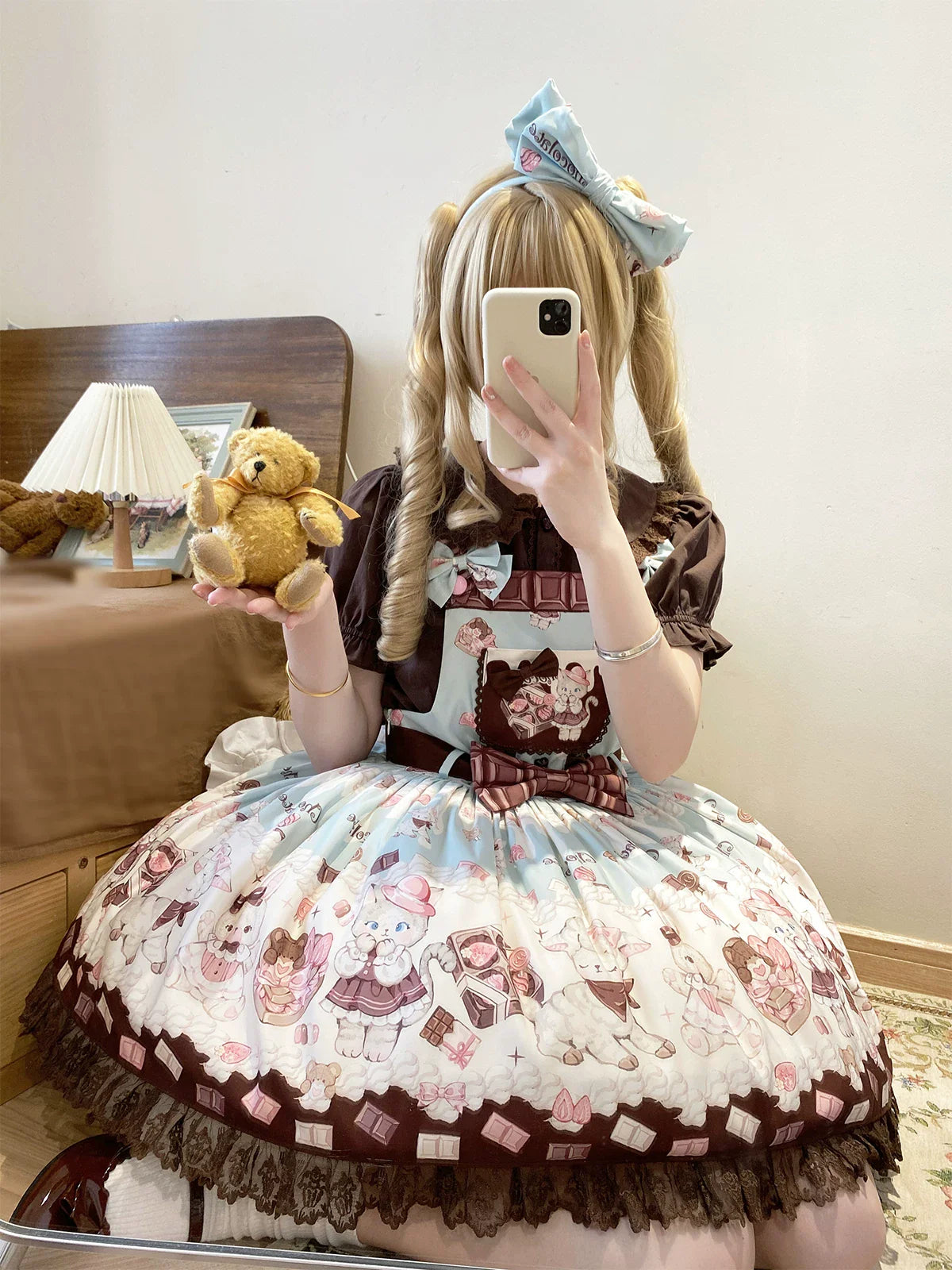 Heartbeat Miao Qiao - Kawaii Lolita Salopette Summer Cat Print Dress - image 4