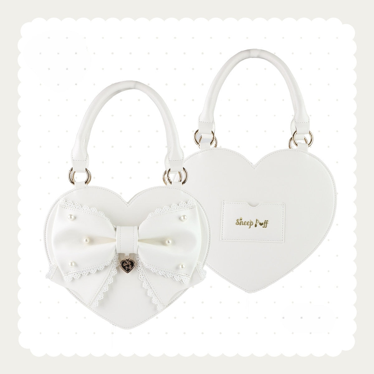 Vintage Sweetheart - Lace Bow Heart Lolita Handbag - image 13