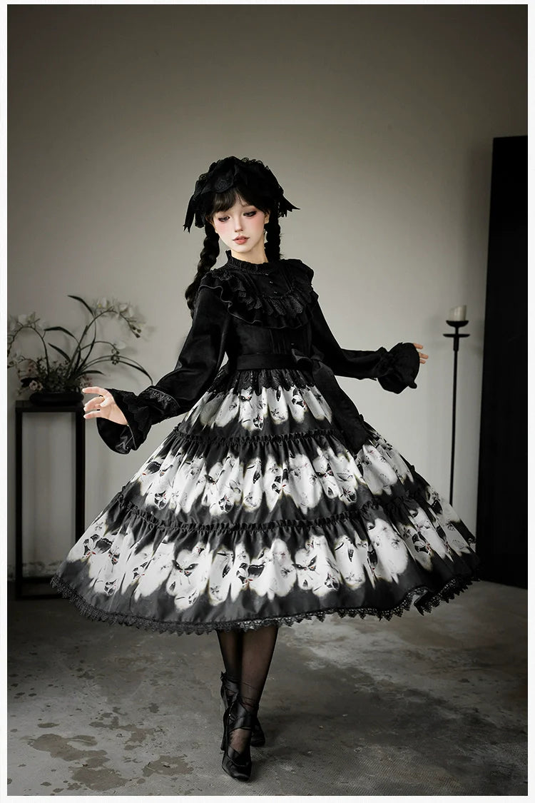 Dead Leaf Butterfly Gothic Lolita JSK and OP Dress Set - image 20