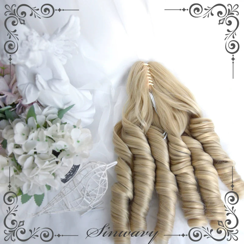 Retro Lolita Wigs Beige Gold Roman Roll Wig - image 7