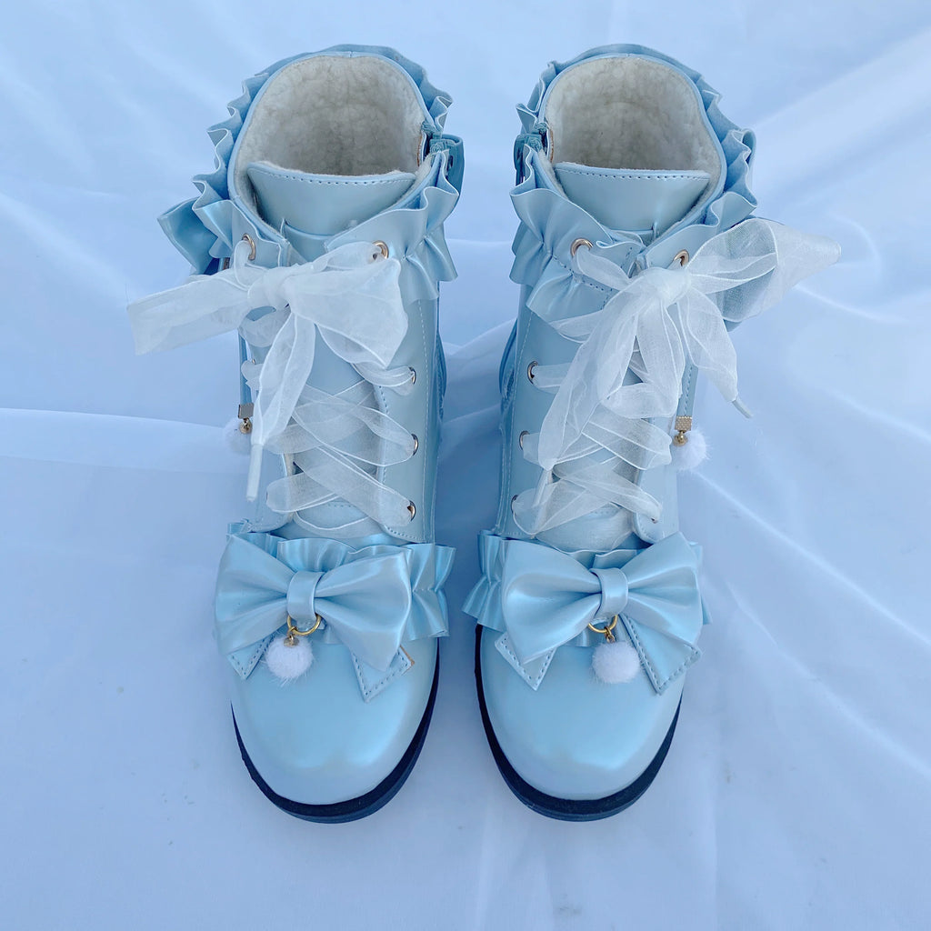 Enthusiastic Ideation - Elegant Lolita Shoes Fleeced Short Martin Boots - image 22