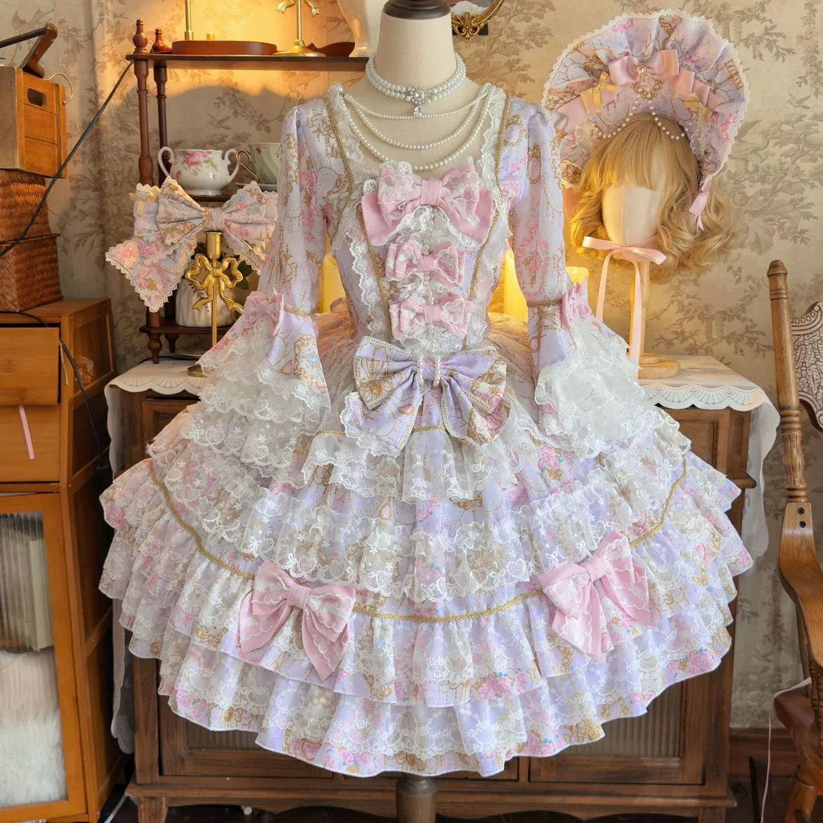 Candlelight Sonata - Sweet Lolita Long-Sleeve OP Dress - image 4