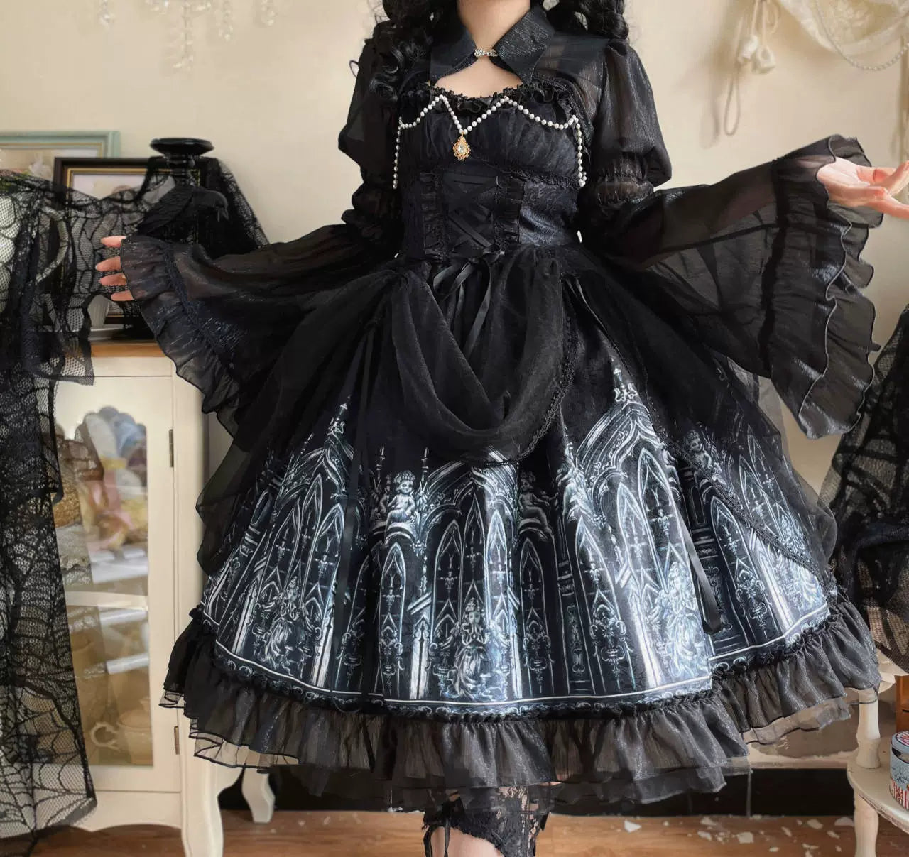 Silent Night Church Gothic Lolita JSK Dress, Church Print - image 8