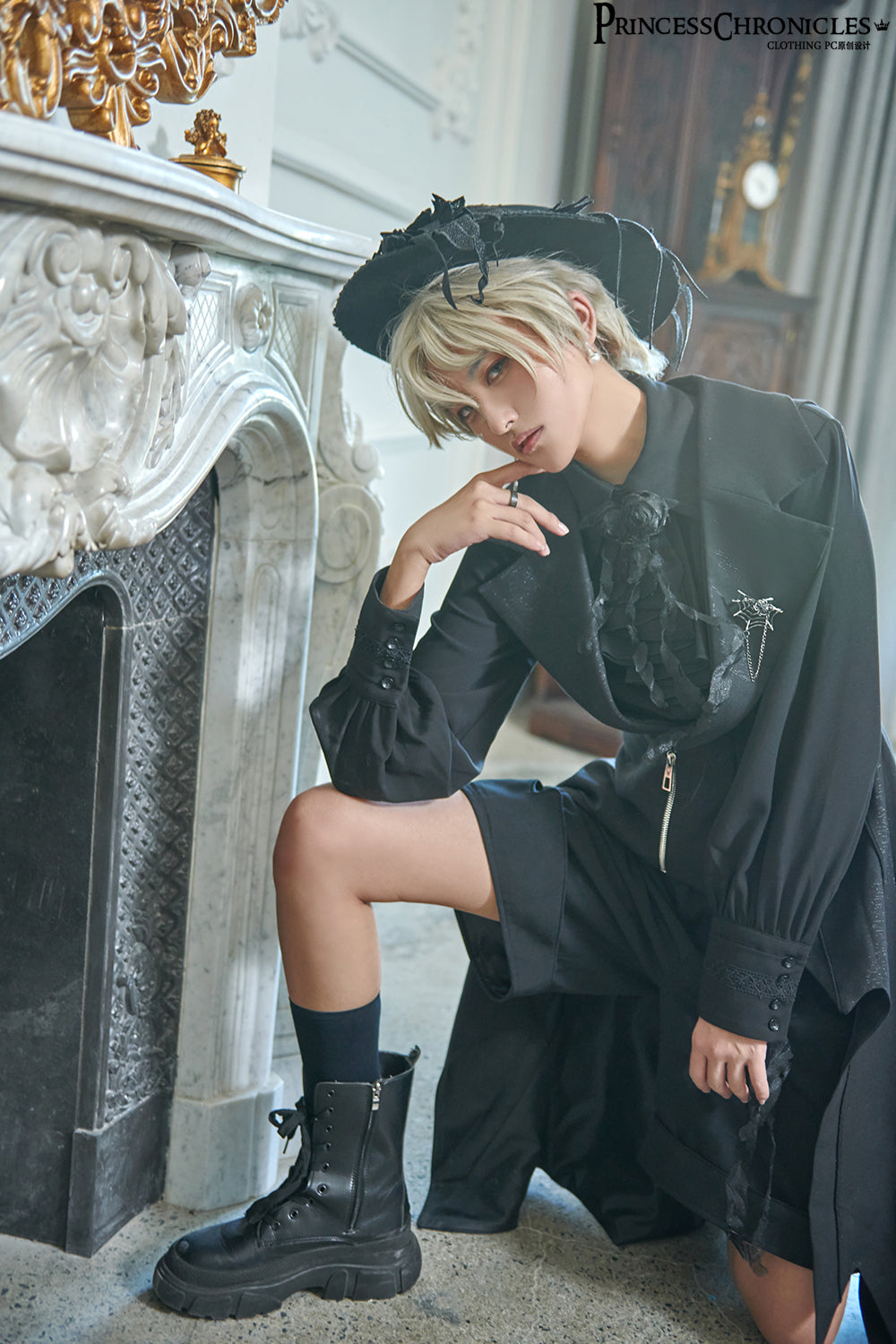Wind - Ouji Lolita Black Long Vest - image 10