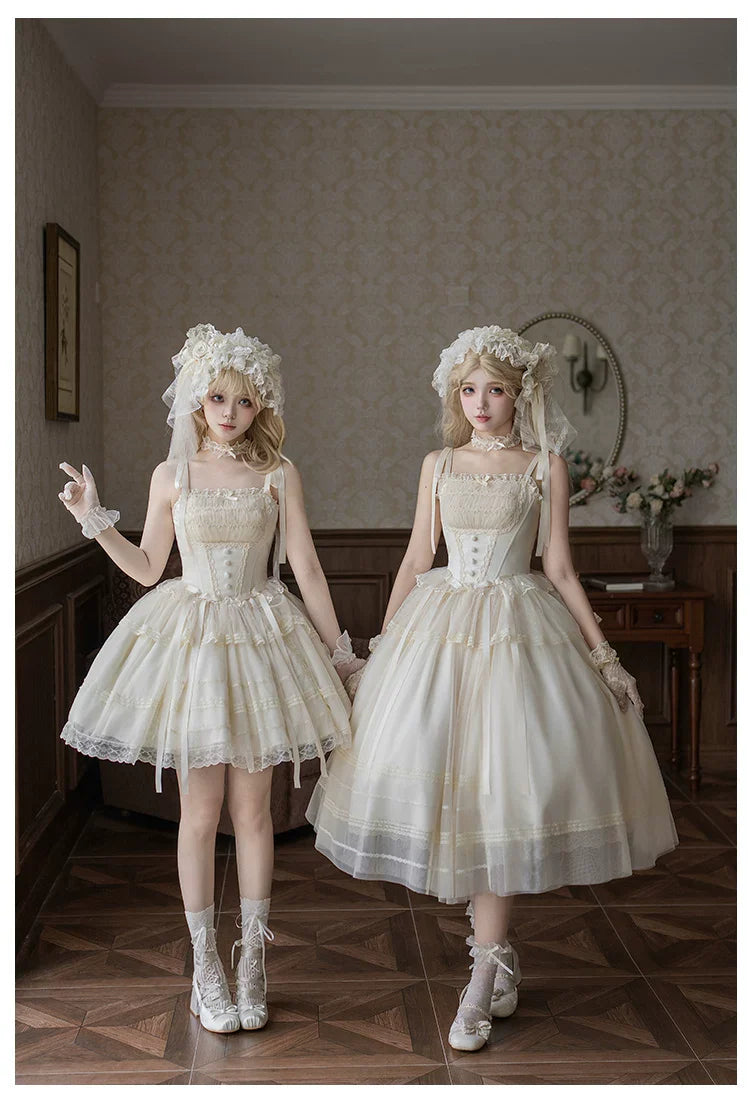 Confession Poem - Classic Lolita Corset JSK Set, Lace & Bows - image 16