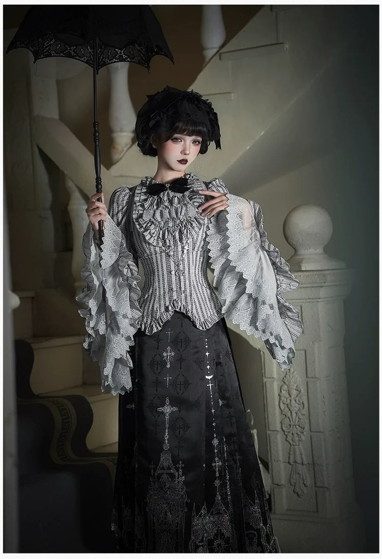 Raven's Night Song Oriental Gothic Lolita Dress Set - image 35