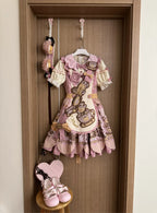 Bear Biscuit SP - Kawaii Lolita Bear Printed Dress Set with Bows - image 19