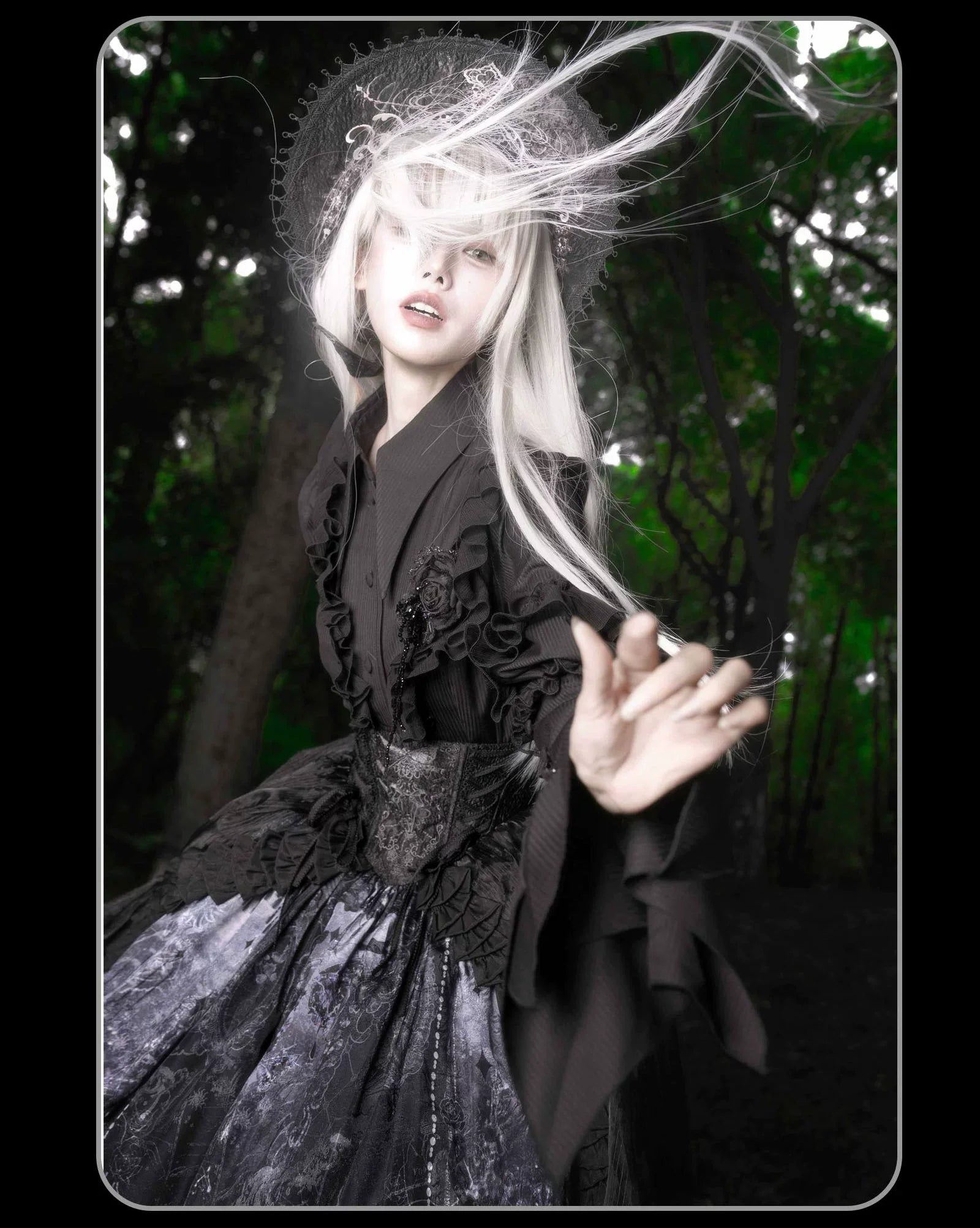 Bone-Eroded Butterfly - Gothic Lolita JSK & SK Set - image 22