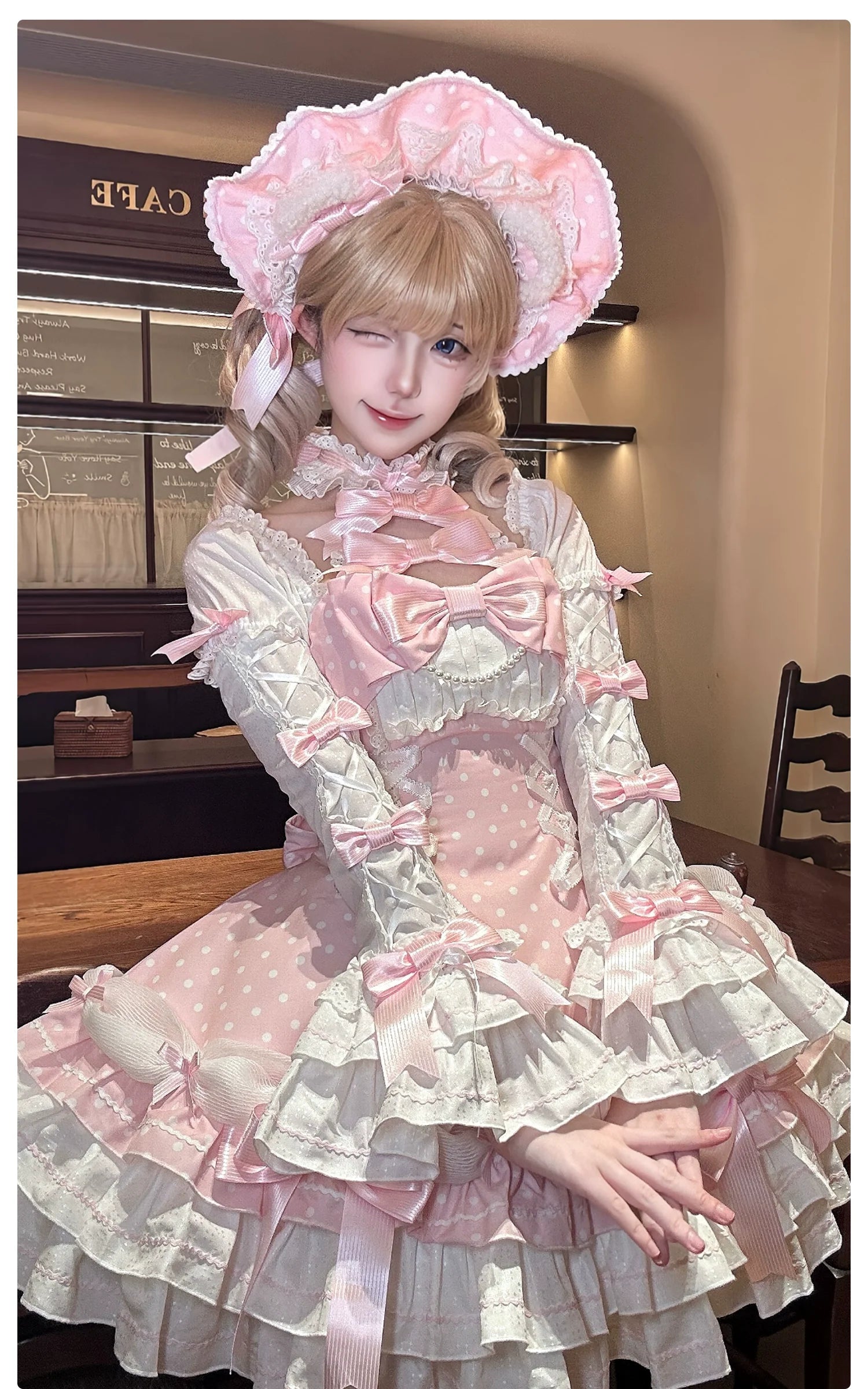 Old School Lolita Halter Neck OP Dress, Polka Dot Accent - image 10