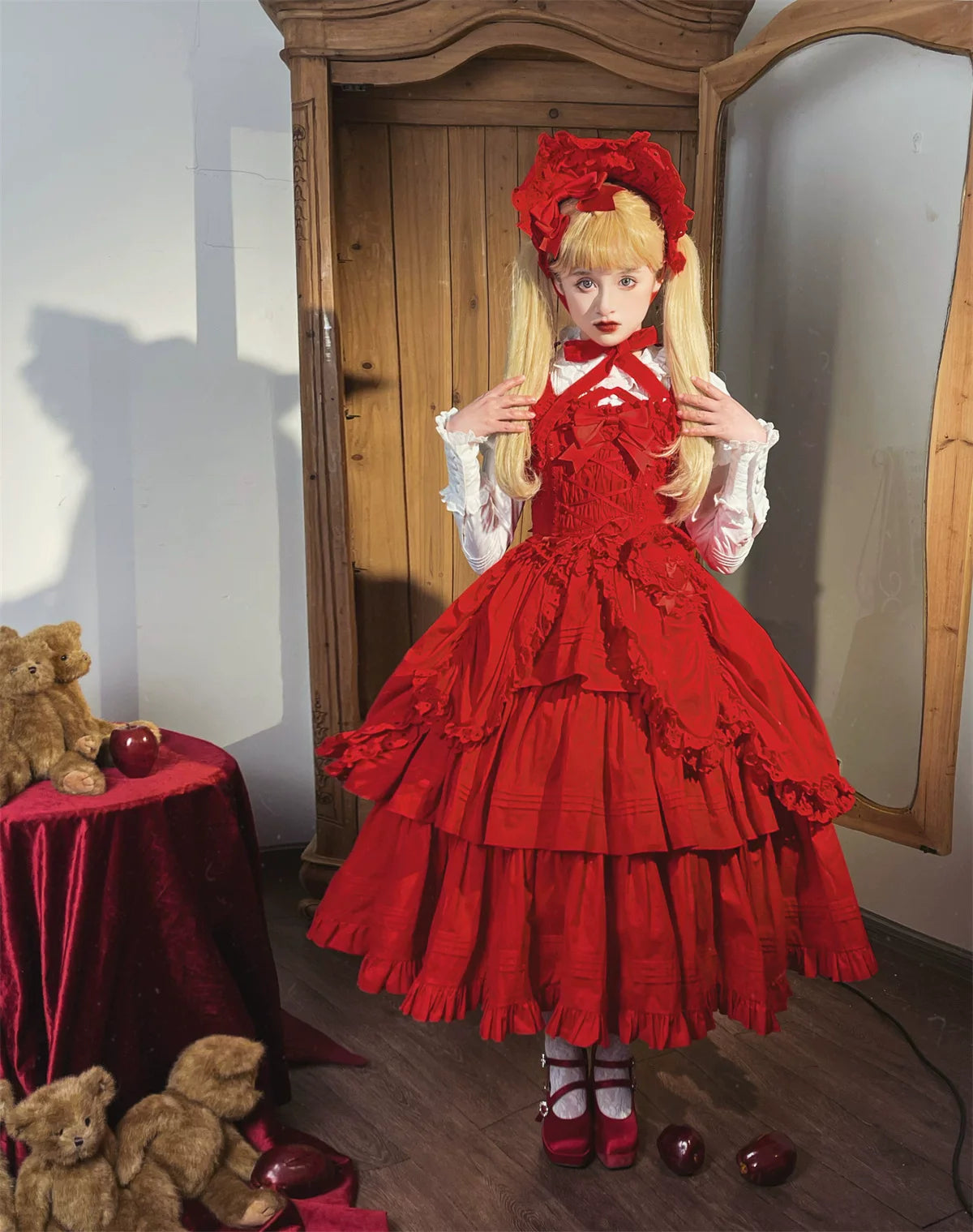 Cotton Gothic Lolita Long JSK, Drawn-up Hem - image 20