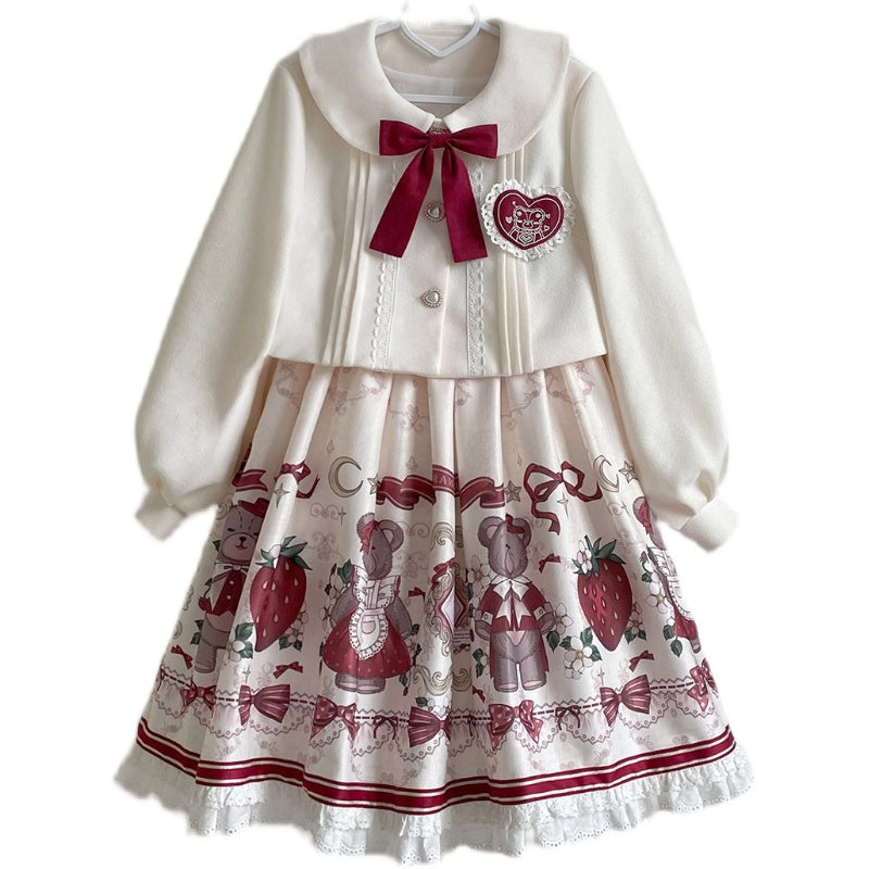 Christmas New Year Winter Lolita JSK Coat Set - image 18