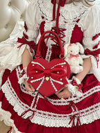 Vintage Sweetheart - Lace Bow Heart Lolita Handbag - image 6