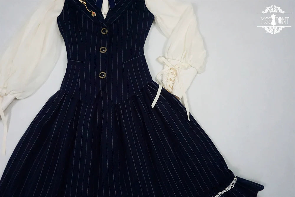 Rose Doll - Elegant Lolita Striped Fishbone Skirt - image 86