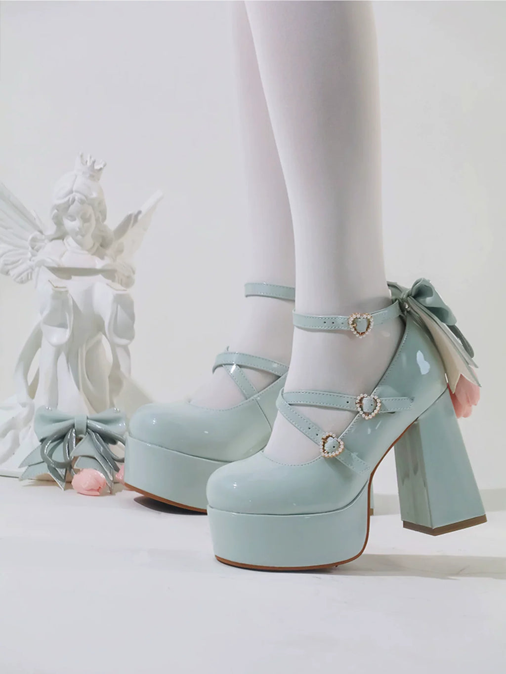 Whispering Tulip - Classic Lolita Heel Shoes with Detachable Bows - image 12