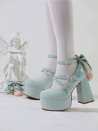 Whispering Tulip - Classic Lolita Heel Shoes with Detachable Bows - image 12