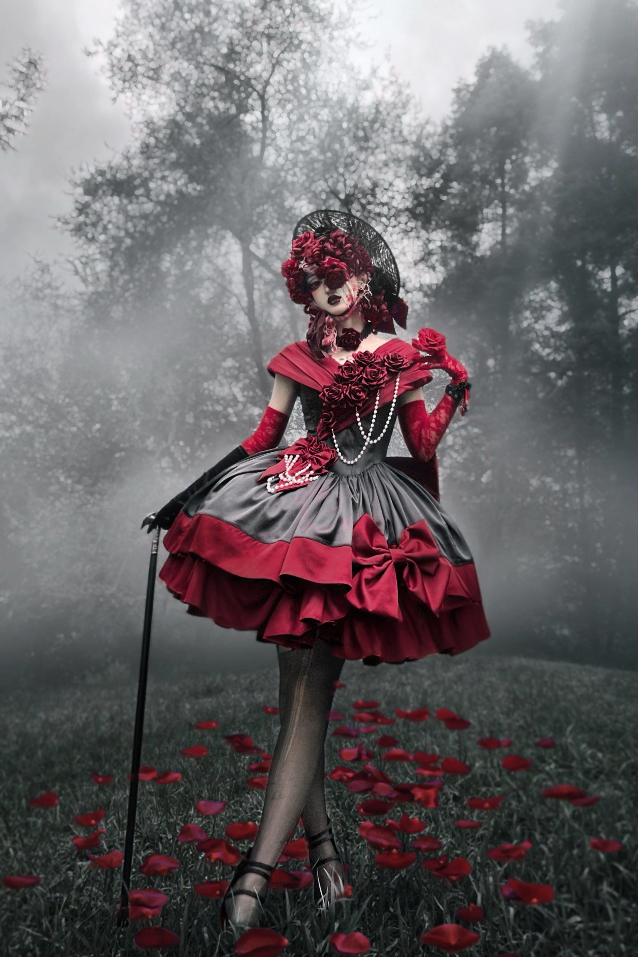 Treasure Chest Rose Lolita Red Dress - image 12
