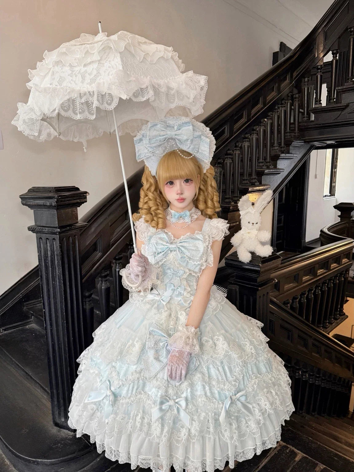 Sakura Blossom Dream - Dreamy Sweet Lolita JSK Dress, Abundant Lace & Bows - image 11
