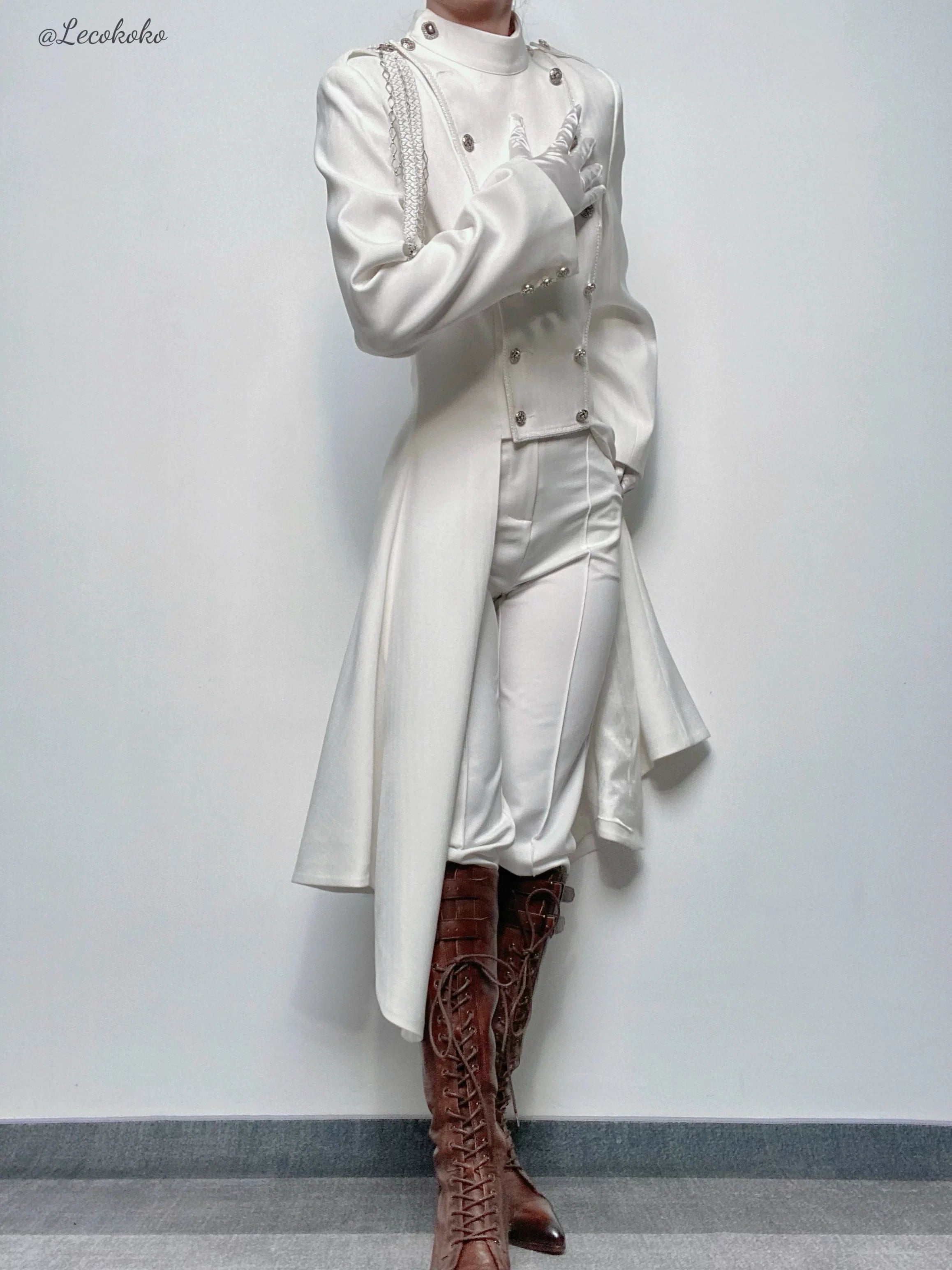 Eternal Moonlit Night - Ouji Lolita Coat, Double-Breasted High-Low Hem - image 16