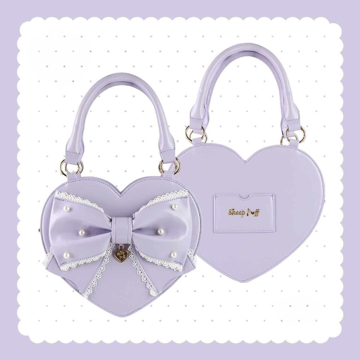 Vintage Sweetheart - Lace Bow Heart Lolita Handbag - image 16