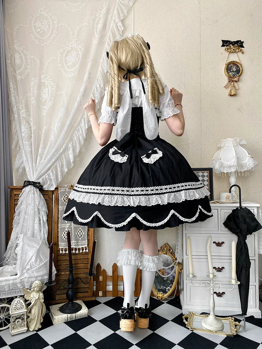 Vintage Petal Rabbit - Cotton Old School Lolita JSK Dress, Petal-Shaped Hem - image 42