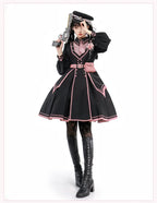Chunlv Dark Pink Military Lolita OP Dress and Cloak - image 22