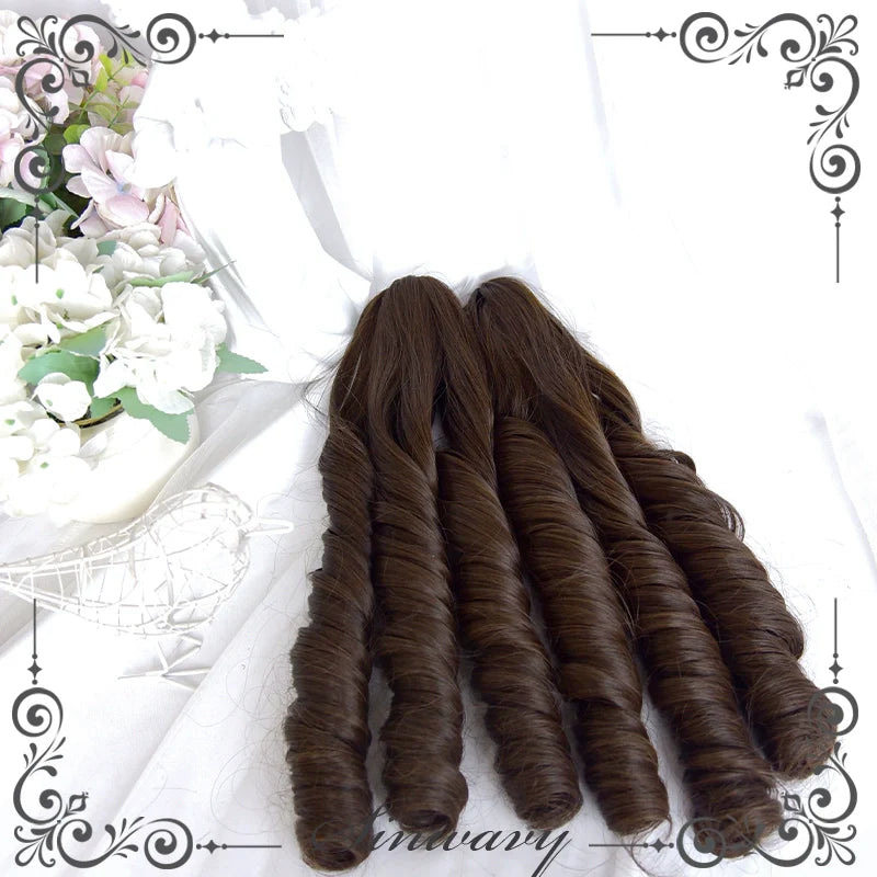 Fairy Tale Town - Classic Lolita Dark Brown Curly Twin-Tail Wig - image 12