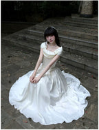 For Beloved - Classic Lolita Satin JSK Dress Set, Fishbone Waist - image 36
