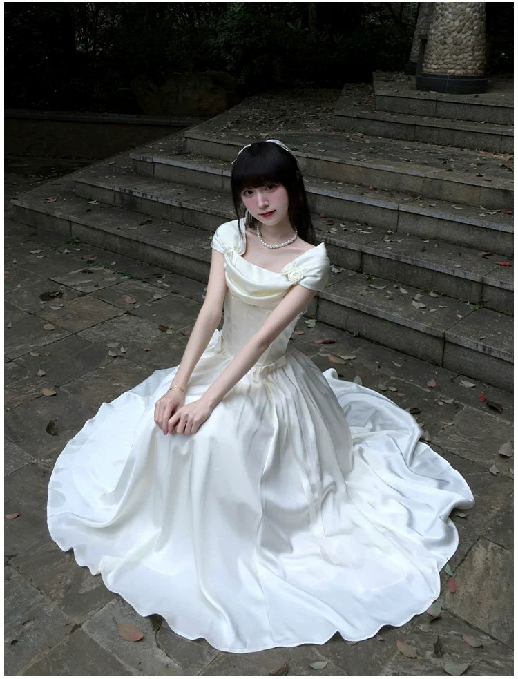 For Beloved - Classic Lolita Satin JSK Dress Set, Fishbone Waist - image 36
